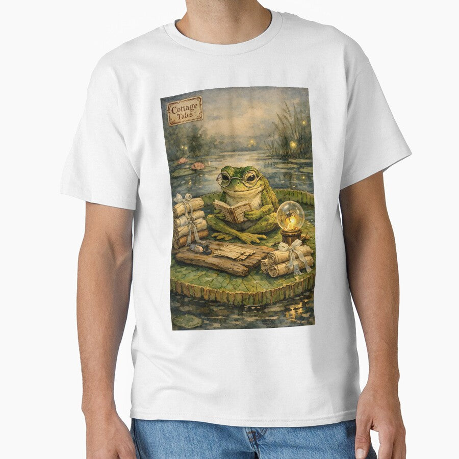 The Lily-Pad Librarian - Cottagecore Frog by bapupa