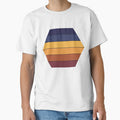 Retro Hexagon Sunset with Warm Gradient Stripes by ArtfulWeave