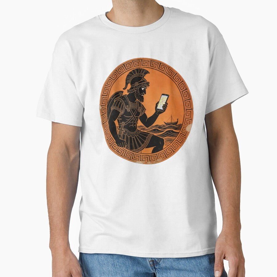Odysseus Google Maps Recalculating 10 Year Route - Funny Greek Vase Art by HistoricHumor