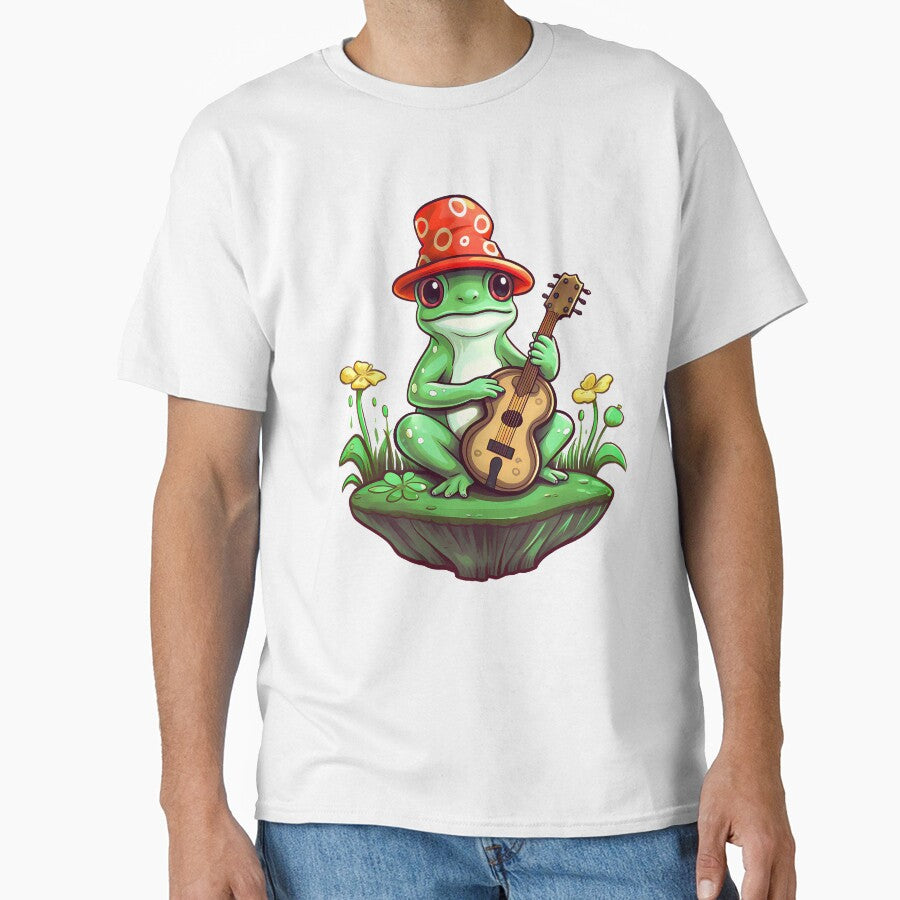 Cottagecore Aesthetic Frog Playing Guitar Banjo Graphic by sanadkarmakar