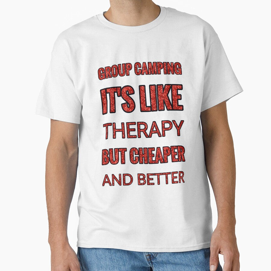 Group Camping It'S Like Therapy But Cheaper And Better Red Rhinestone by TheIconSmith