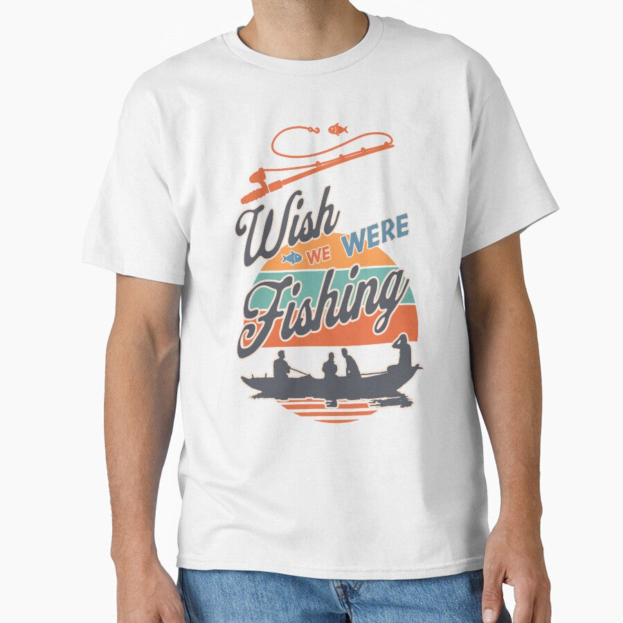 Wish We Were Fishing Retro Design by DesignByJMc
