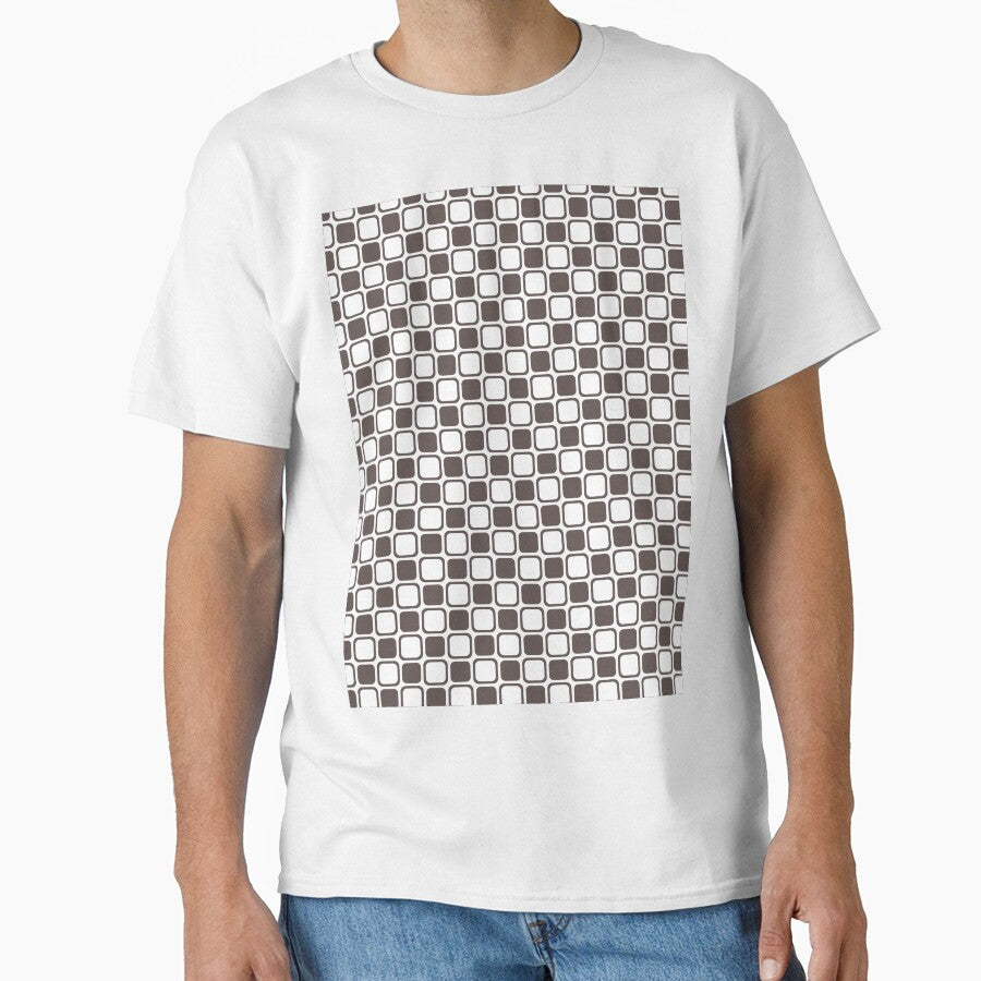 Dark Brown and White Abstract Square Pattern Pairs DE 2022 Popular Color Nomad DET697 by ColorOfTheYears