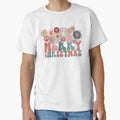 Groovy Retro Merry Christmas Flowers by ArtMeetsPizza
