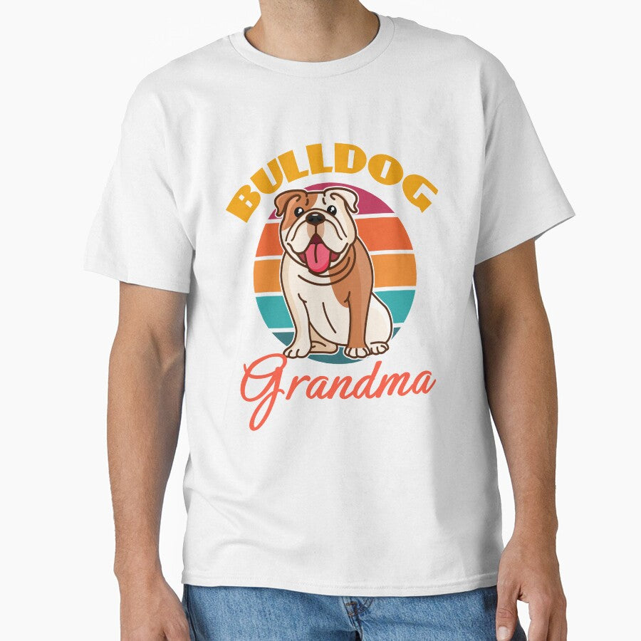 Bulldog Grandma Dog Mothers Day puppy Lover Cute Sunser Retro Funny by Meteor77