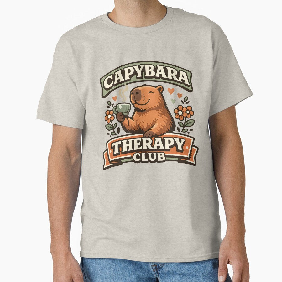 Capybara Therapy Club Shirt  Cute Mental Wellness Capybara Vintage Collegiate Design by  MAD's Recreation Studio