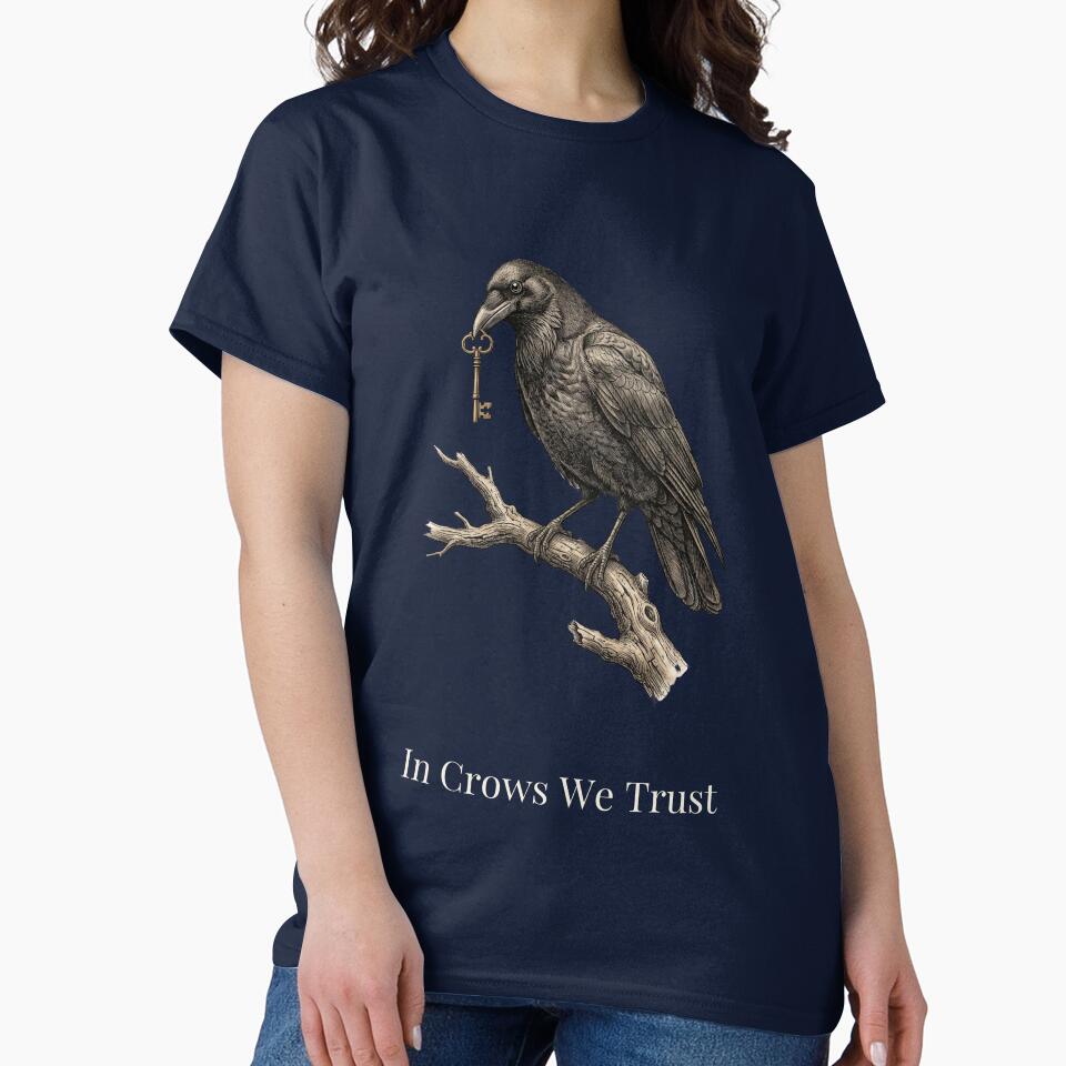In Crows We Trust — Vintage Raven & Skeleton Key | Dark Academia Corvid Art by ALShammari965