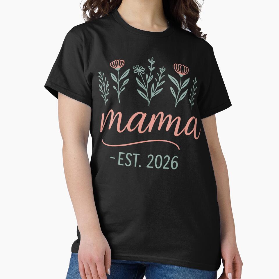 Women's Promoted to Mama 2026 Pregnancy Floral New Mom Est 2026 by RobertKnow