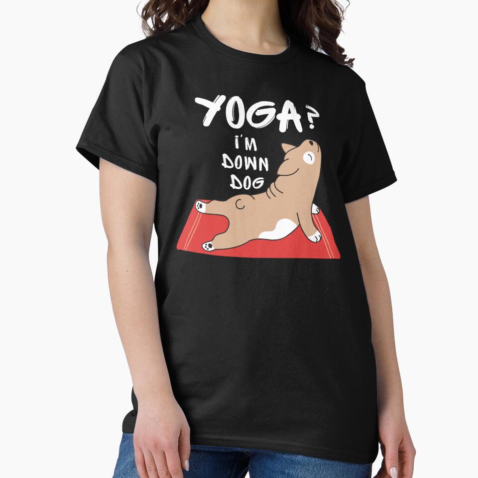 Yoga I'm Down Dog Essential T-Shirt by padeddesignart