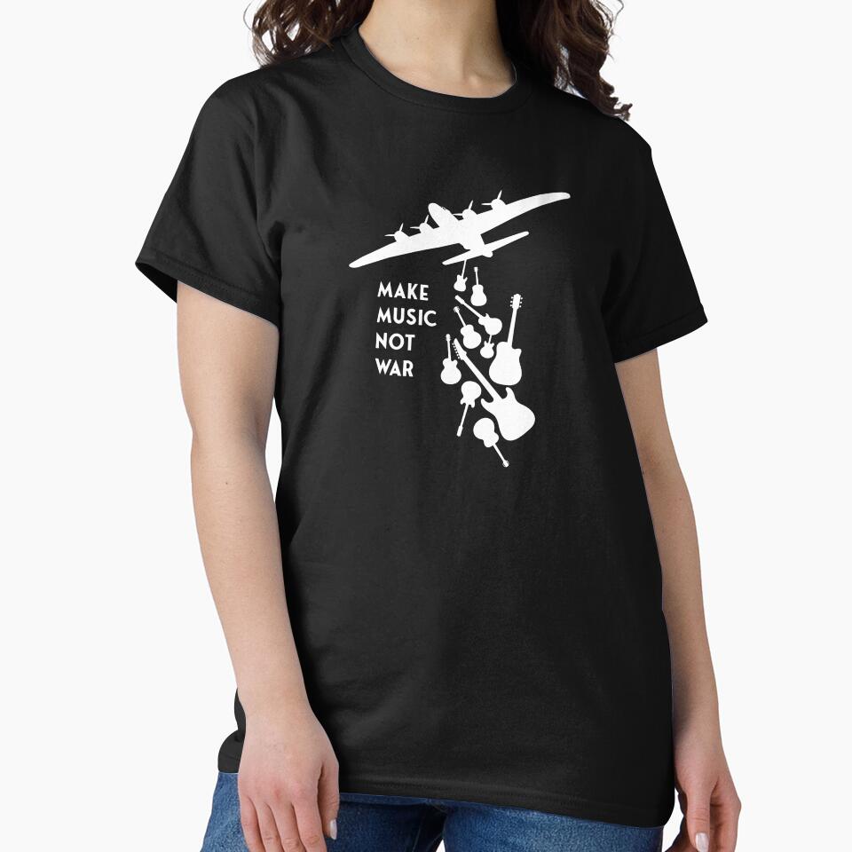Banksy Make Music Not War White by IfDesignGroup