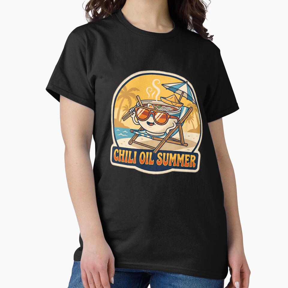 Chili Oil Summer Retro Ramen Beach Vacation by Oommen Studio