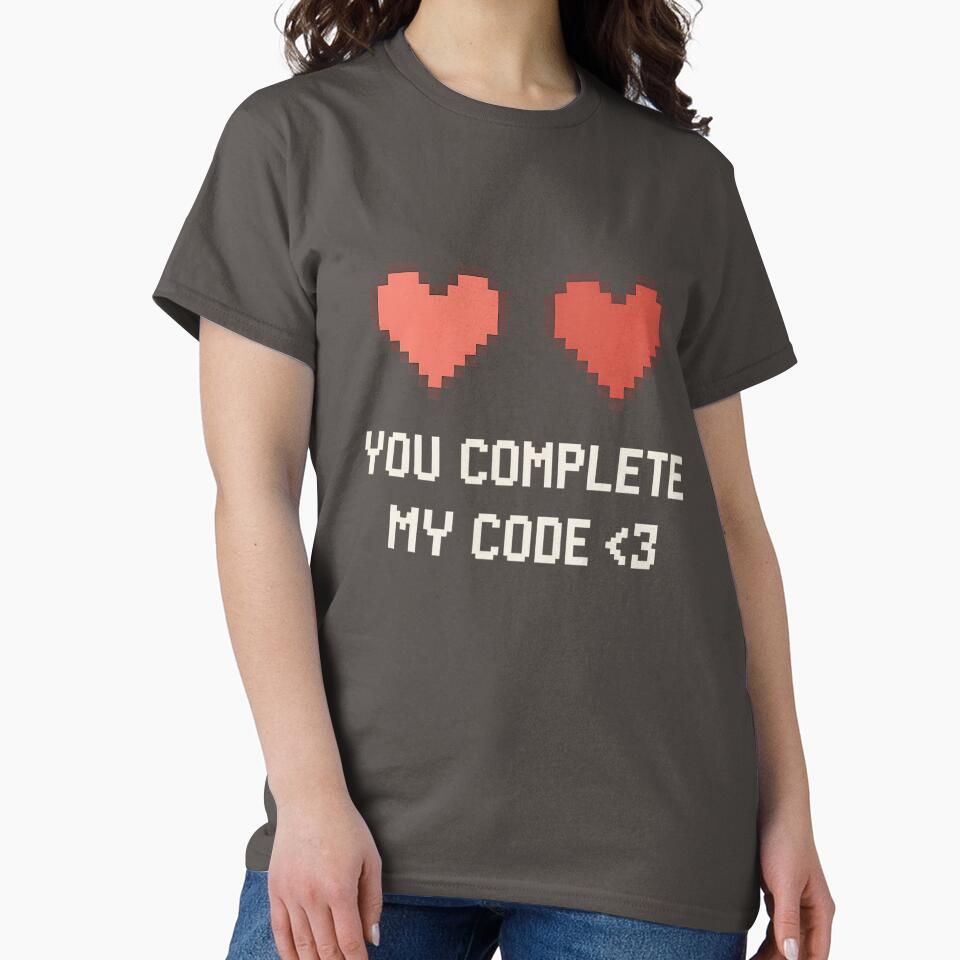 You Complete My Code – Nerdy pixel heart love quote for programmers by Killerkarpfen