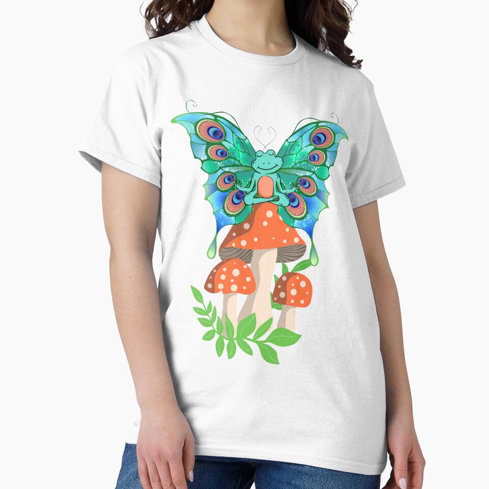 Meditating Frog, Cute Cottage Core Aesthetic Frog Mushroom by Myth-Creatures