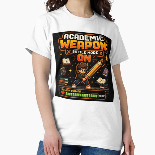 Academic Weapon Battle Mode ON – Retro Pixel Art Gamer Student Design | Study RPG Gift by irfanshikh
