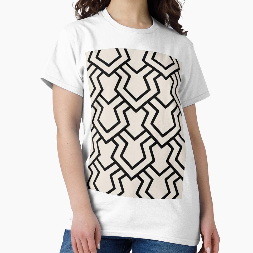 Black and Beige Tessellation Line Pattern 5 Pairs DE 2022 Popular Color Crisp Muslin DE6212 by ColorOfTheYears