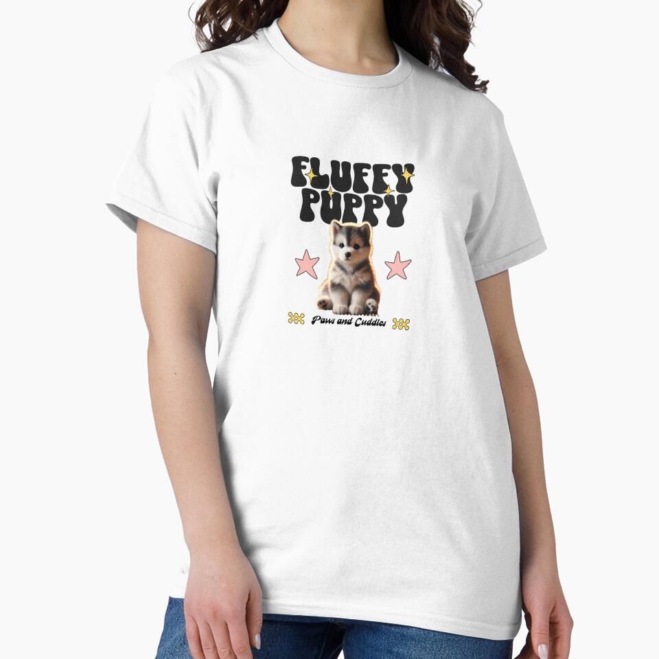 Fluffy Puppy – Adorable Husky Design with Cute Retro Vibes by MarketMavenGift