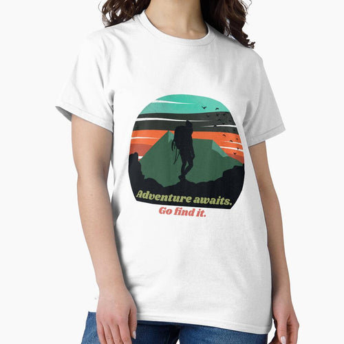 Adventure Hiking Quote - Adventure awaits. Go find it. by ThreadMosaicCo