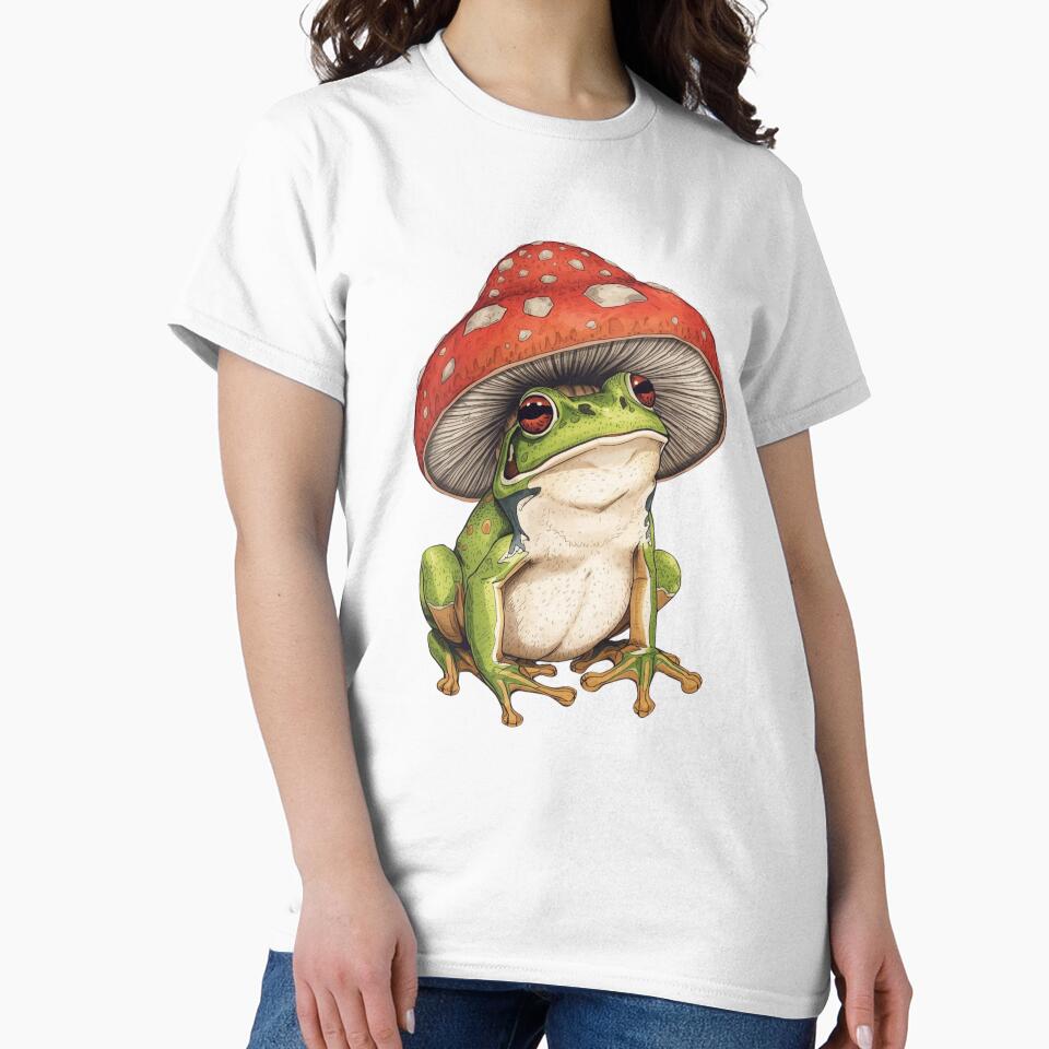 Cute Frog with Mushroom Hat – Cute Cottagecore Frog Design by Kayshies8120