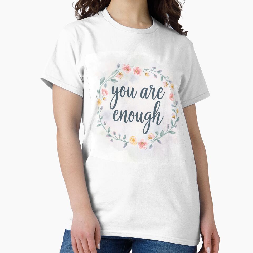 You Are Enough - Mental Health Positivity Quote with Wildflower Wreath by PrimeGens
