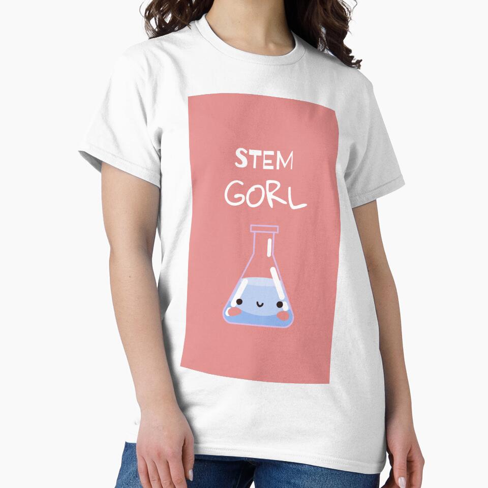 STEM gorl pink background kawaii flask (girls in STEM) by Ameus