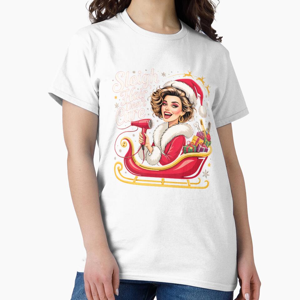 Sleigh Hair Don't Care Hairdresser Christmas by MadCatPrints