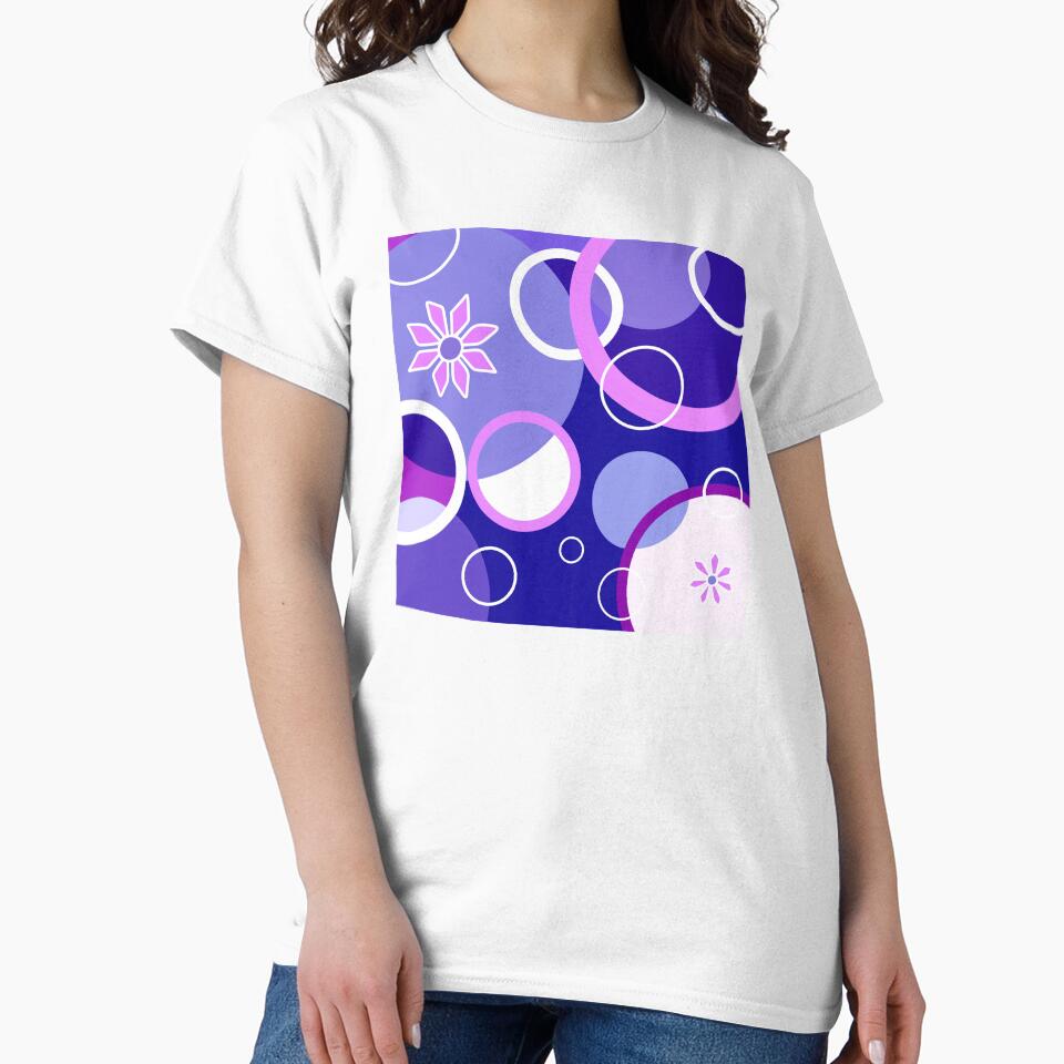 Blue Geometric Circles Floral Boho by Sartoris Art