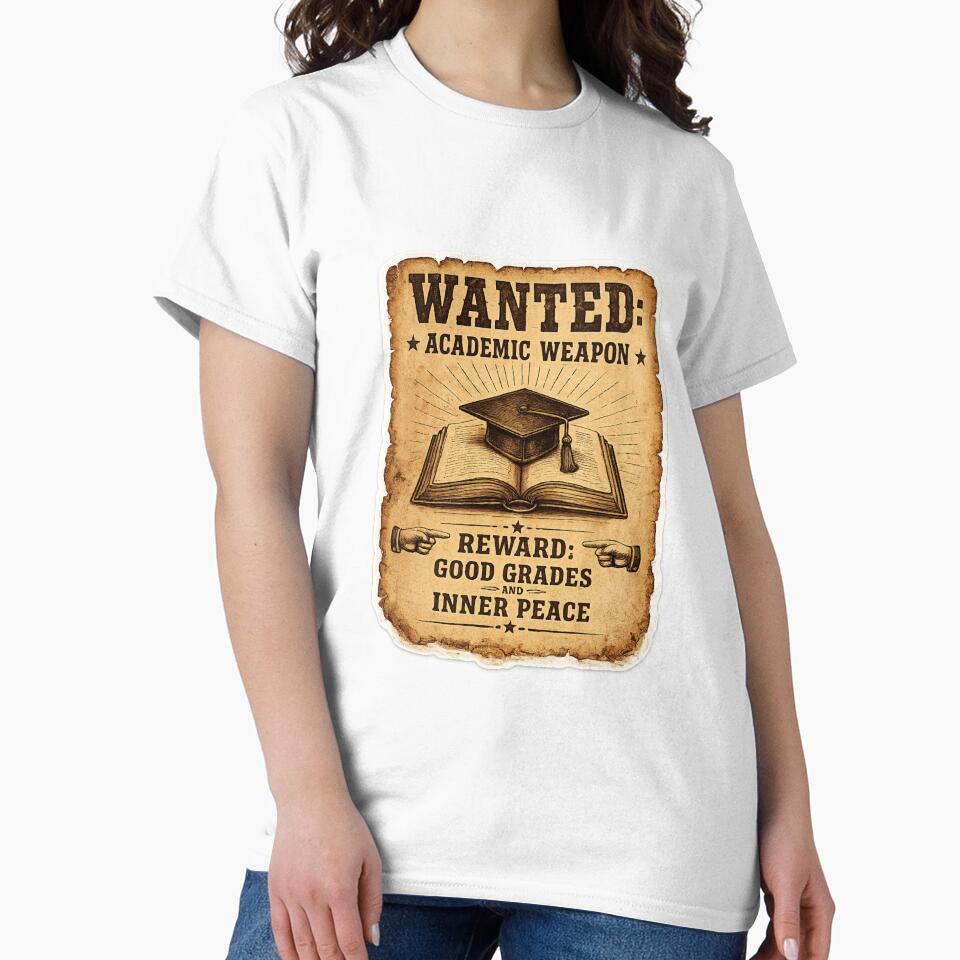 Wanted Academic Weapon – Funny Wild West Vintage Poster Art | Outlaw Student Gift by irfanshikh