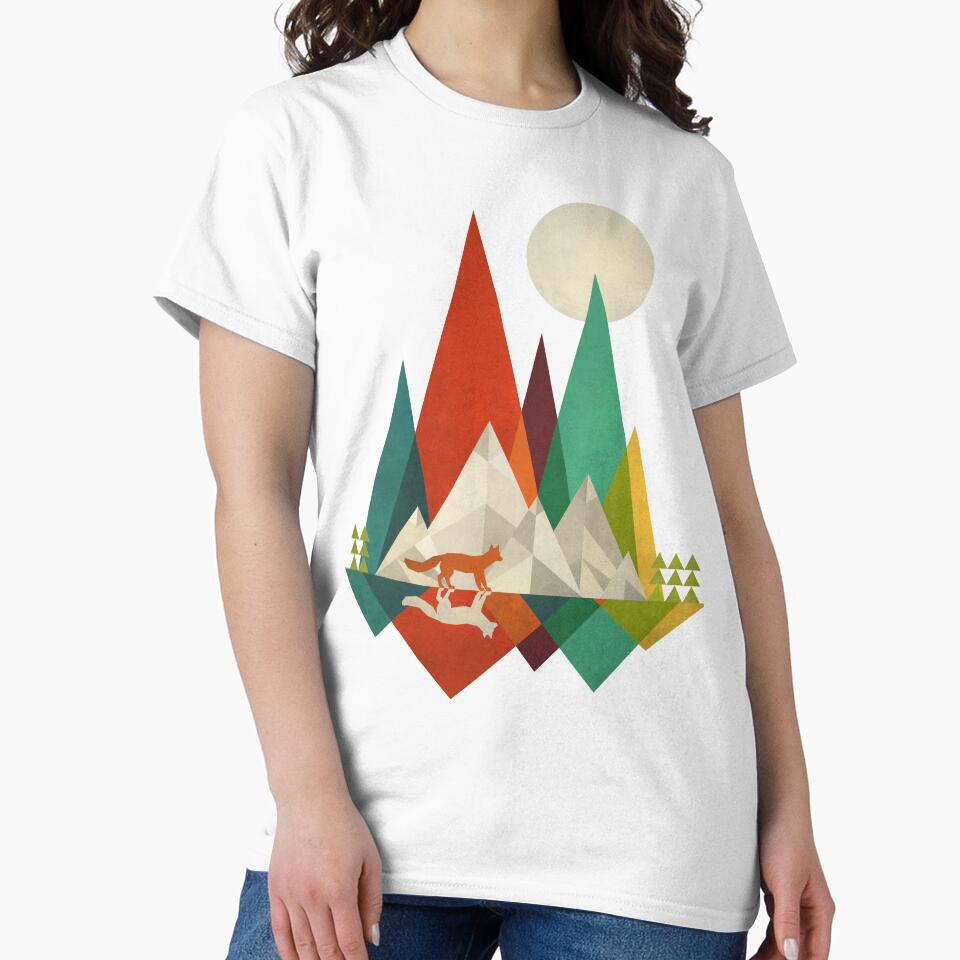 Fox in the Mountains on a Full Moon / Sun - Vector Artwork by solrevolver