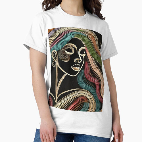 Abstract Woman Line Art with Flowing Colors by Templateloom