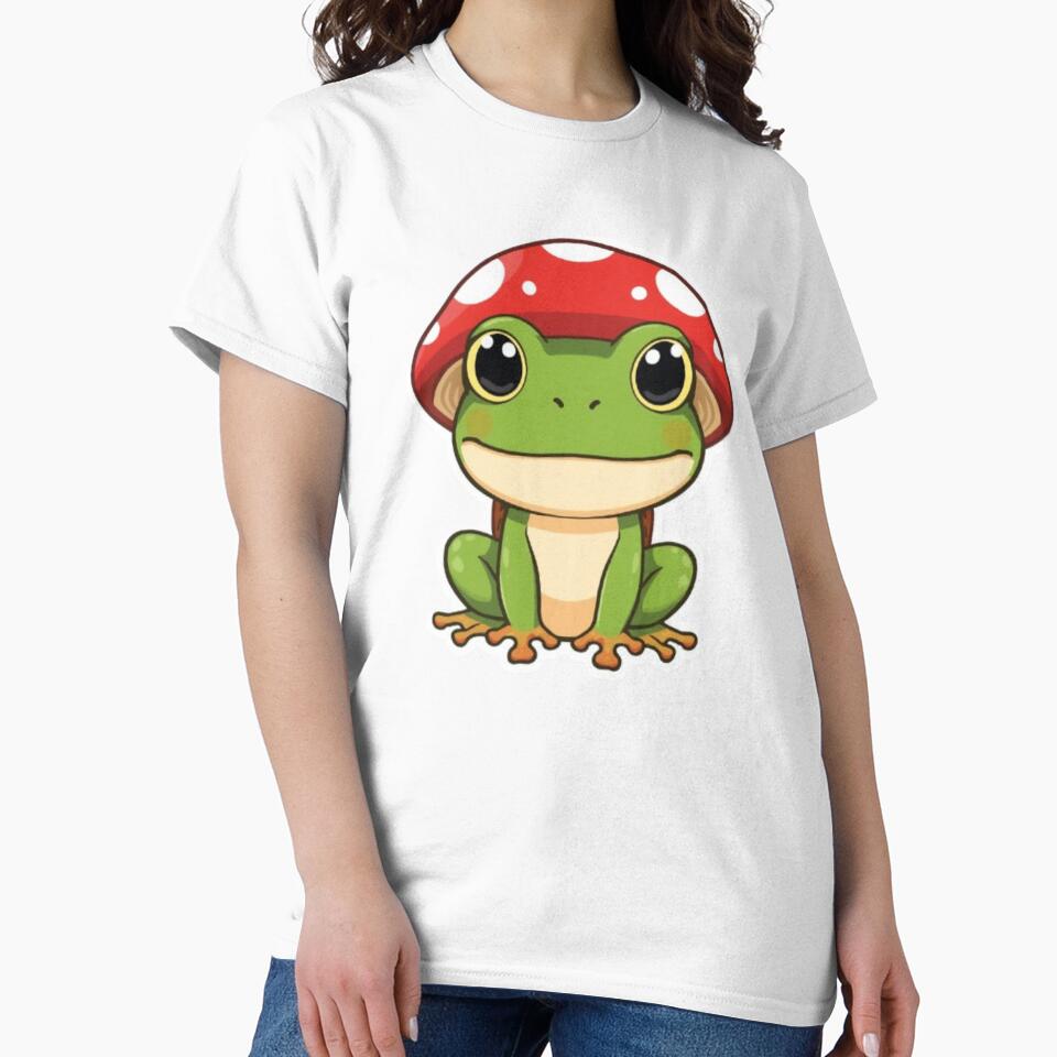 Kawaii Mushroom Frog Sticker | Cute Chibi Frog Cottagecore Gift by Stylestickers55