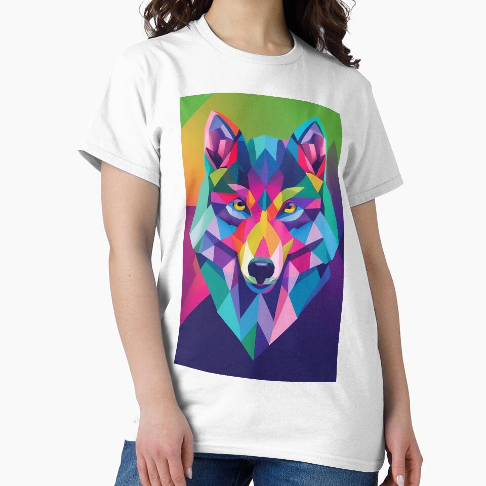 Geometric Wolf, colorful and vibrant by Sticky ™