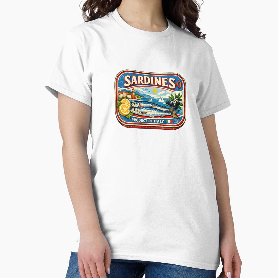Sardine Girl Summer Vintage Mediterranean Tin Retro Coastal Italian Riviera Design by Artycom