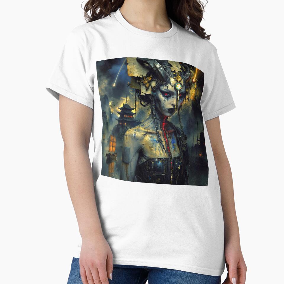 The Village: Cyberpunk Demon in Asian Landscape by Insomnia Art Designs