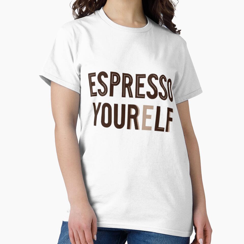 Espresso Yourself Coffee Pun Quote by AlexLineArt