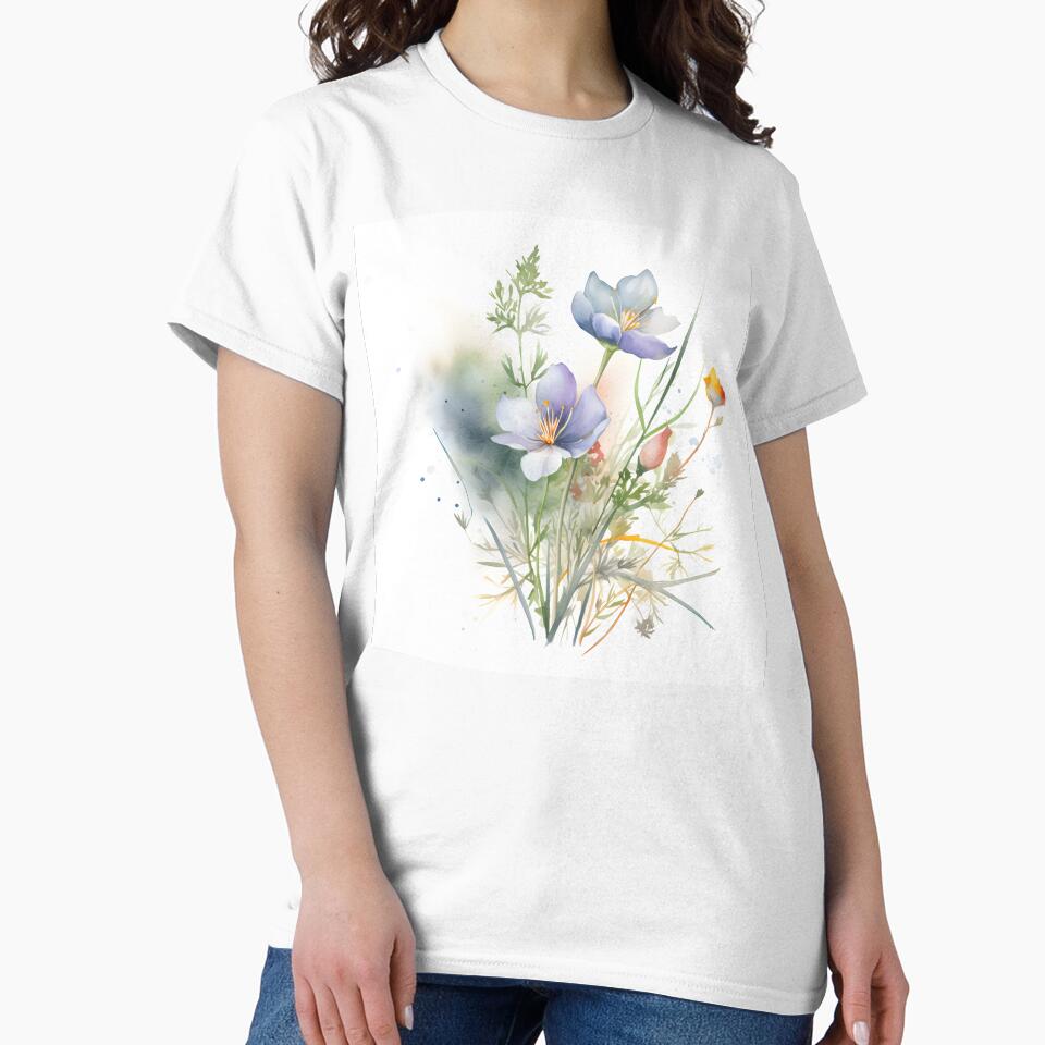 Elegant Soft Blue and Purple Watercolor Botanical Bouquet by VibeShift Studio