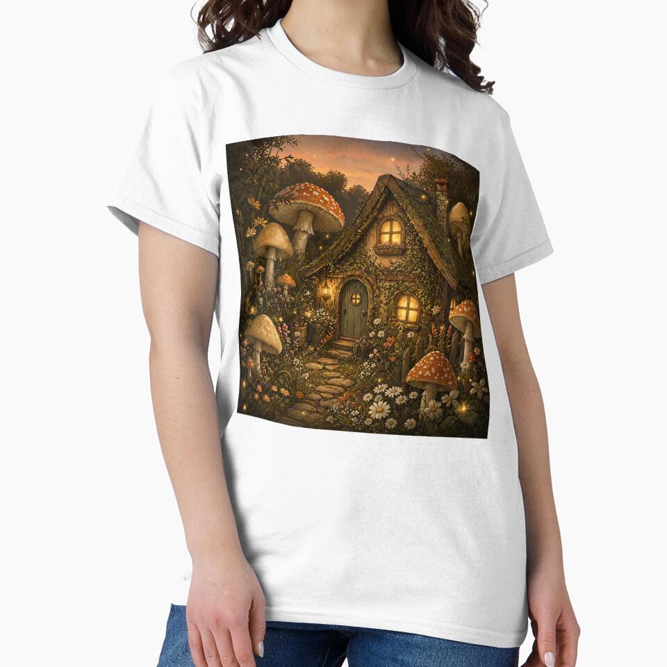 Cottagecore Mushroom Cottage Whimsical Fantasy Art | Nature Lover Fairytale Gift by irfanshikh