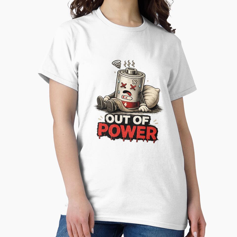 Out of Power Shirt – Dead Battery Tee by DesignTeamHub