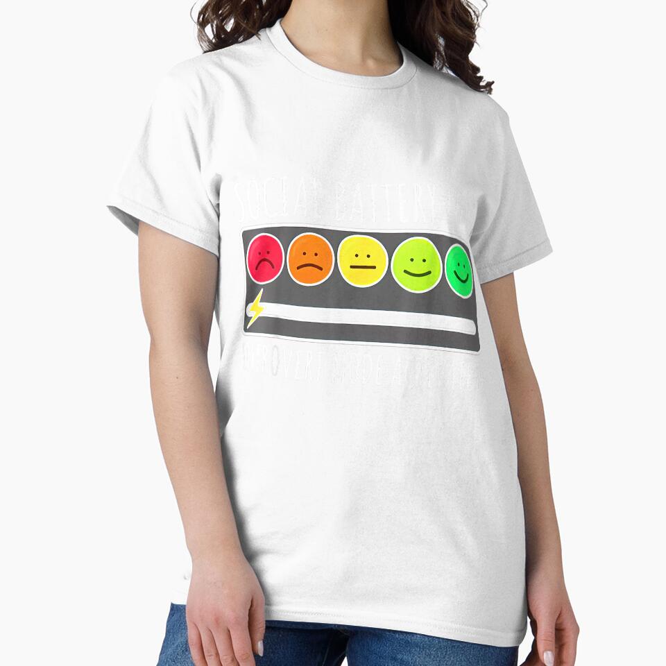 Social Battery Low Introvert Mode Activated Funny Sarcastic T-Shirt by gidget-gadget