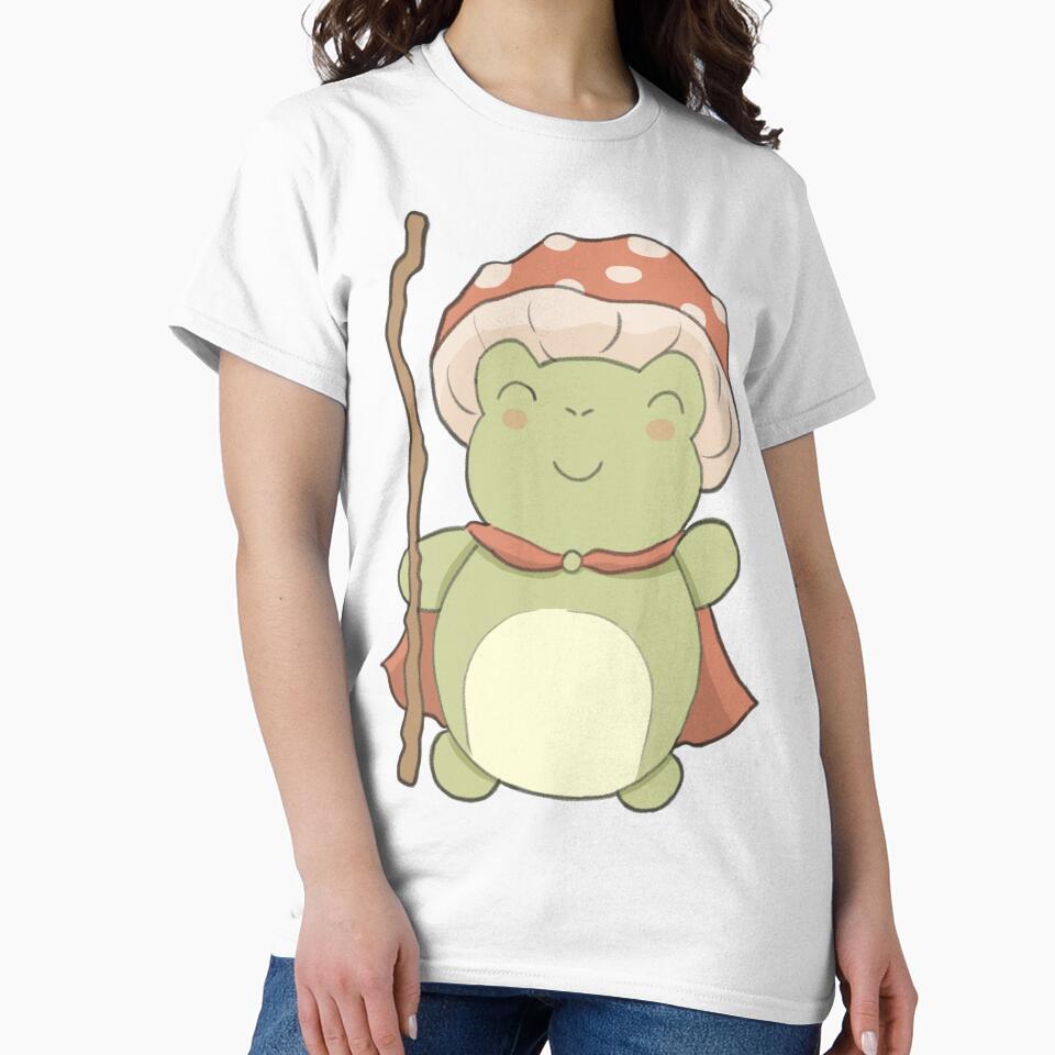 Cute cottagecore frog illustration with mushroom hat by NeurodiverseTea