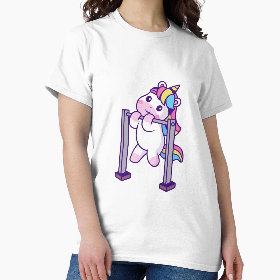 Cute Fitness Unicorn Doing Pull Ups Workout by Jerbilsmouse