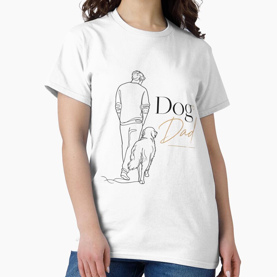 Minimalist Line Art Golden Retriever Dog Dad T-Shirt Sticker by Ashley critters