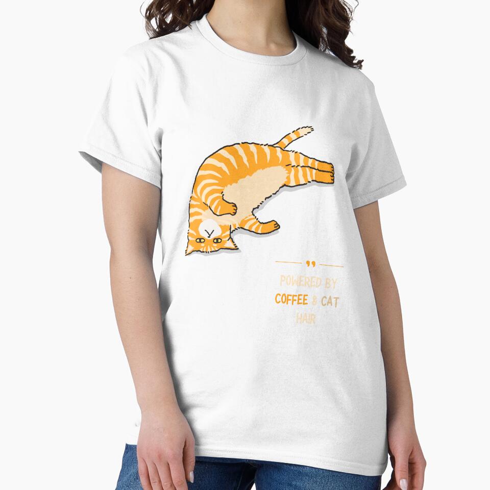 Powered by Coffee & Cat Hair – Funny Cat Lover Coffee Quote Design by QuietMood Studio