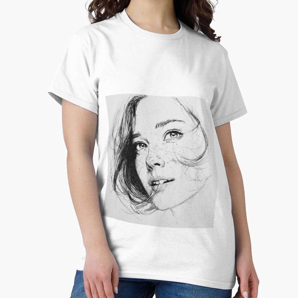 Clara the Thoughtful – Intimate Female Portrait Line Art by mliotard