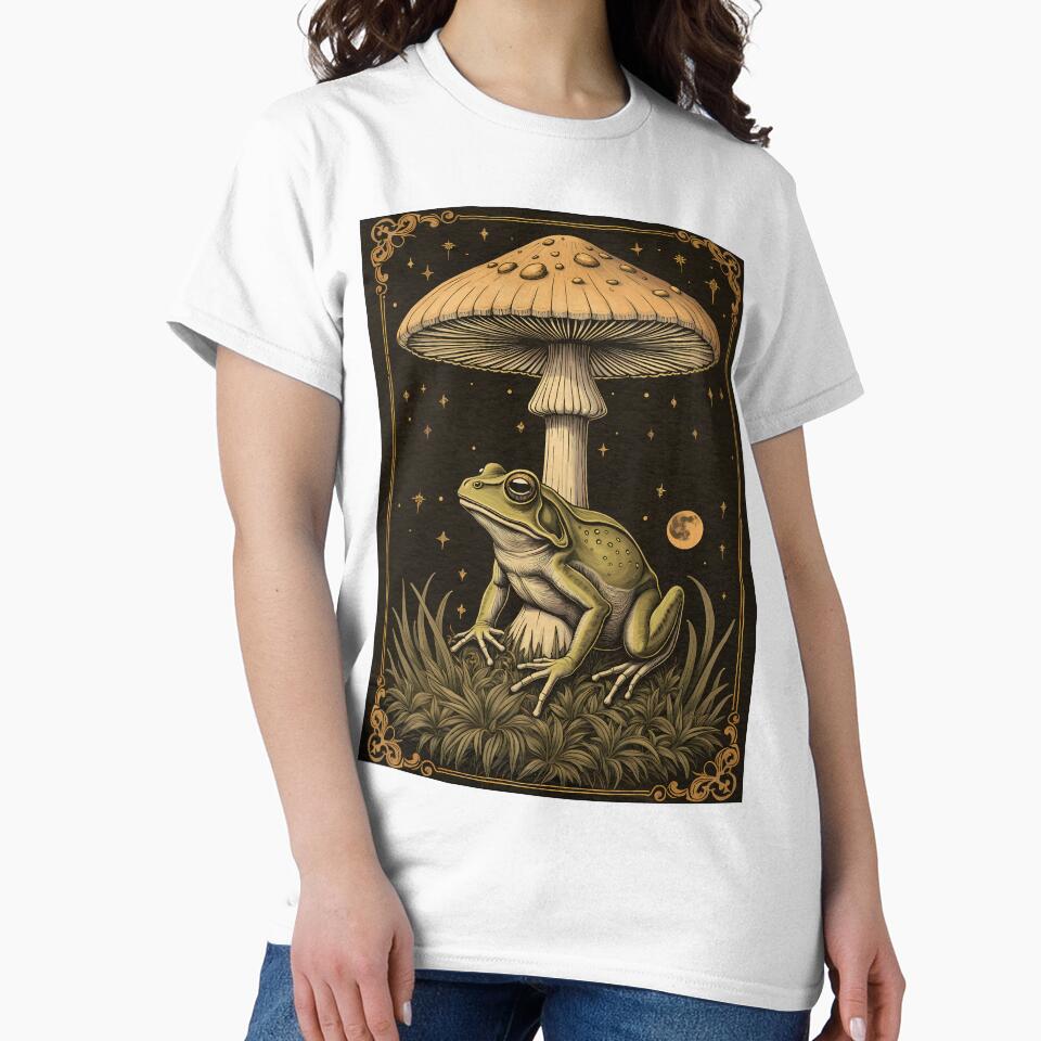 Frog and mushroom in the forest at night - goblincore dark forest cottagecore nature by Fantasy Cache