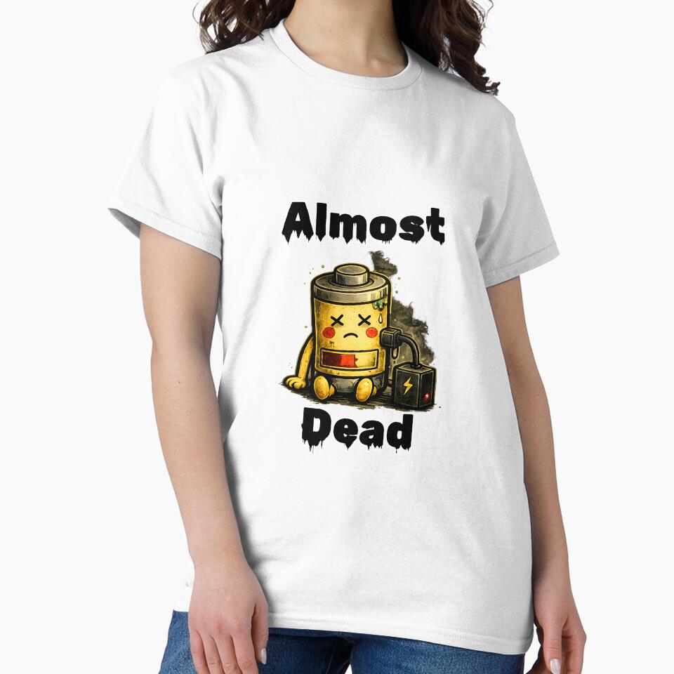 Social Battery Almost Dead Shirt – Low Energy Funny Introvert Aesthetic Tee by DesignTeamHub