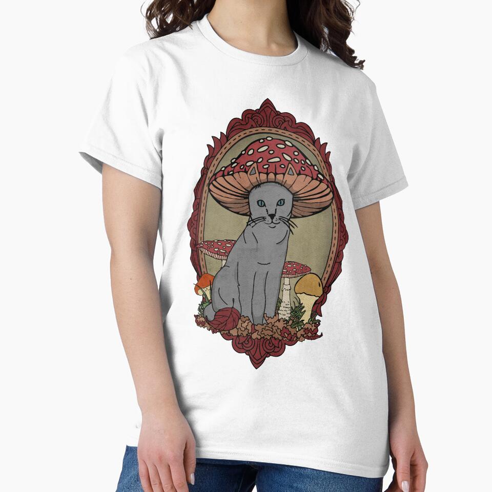 Cottagecore Aesthetic Cat Mushroom Cat Fly Agaric Kawaii Lover Cute Art by alenaz