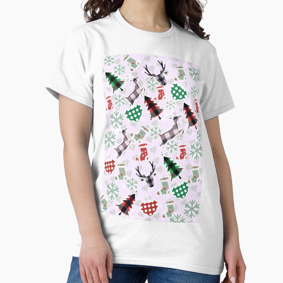 Plaid Christmas Pattern • Buffalo Check Reindeer & Trees • Cozy Holiday Winter Design by HopeAndHustle