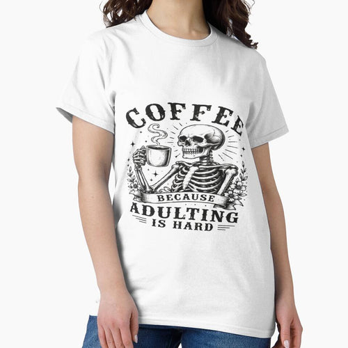 Adulting Is Hard But Coffee Helps Sarcastic Quote by PixelDown