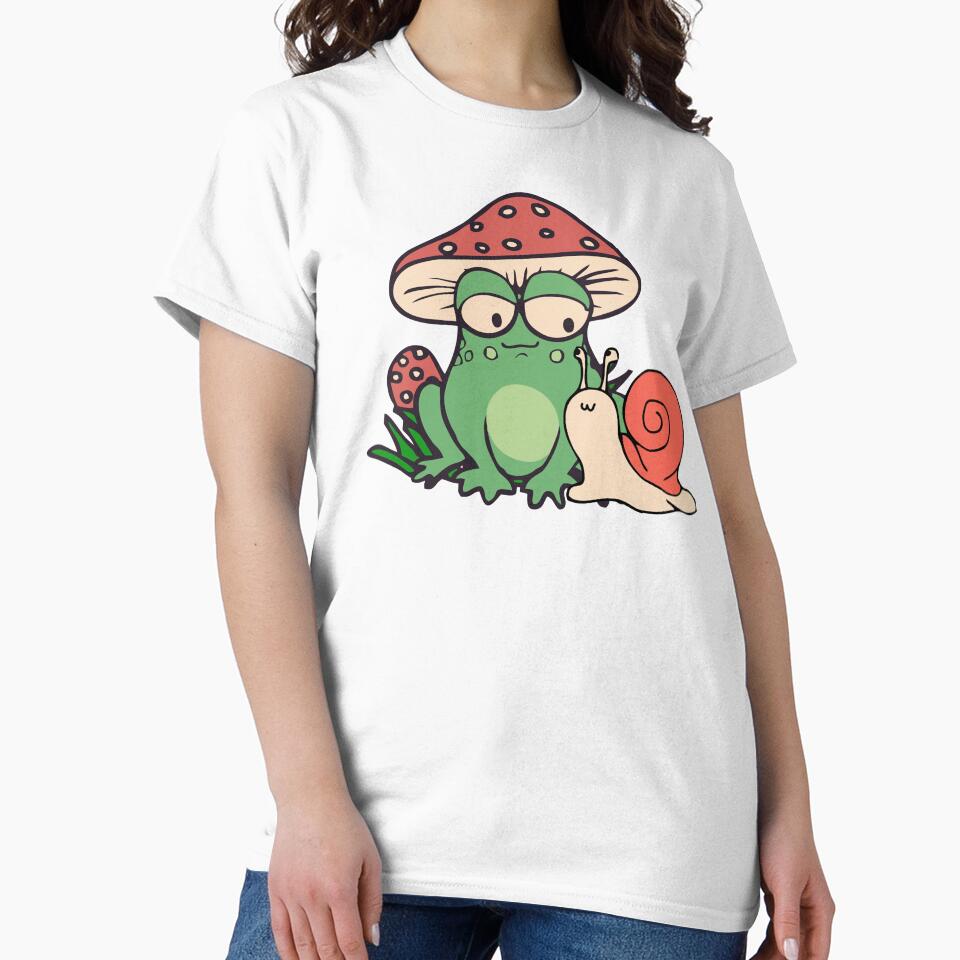Cottagecore Aesthetic Frog Snail Cute Mushroom Hat Toad Illustration by alenaz