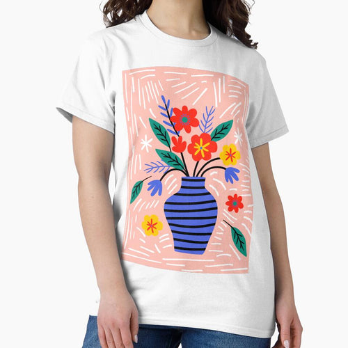 Abstract Colorful Flowers in Striped Vase Boho Floral by FaizArtShop